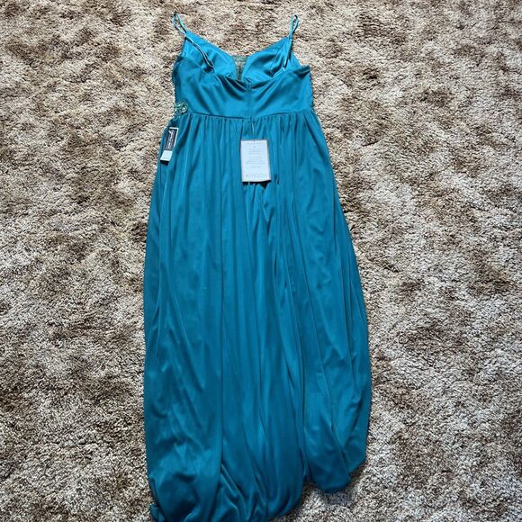 $99 Teeze Me Women's Green Sleeveless Beaded V-Neck Gown Dress Size 13/14 - Picture 5 of 5